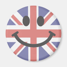 Visage britannique de smiley de drapeau aimant pour réfrigérateur