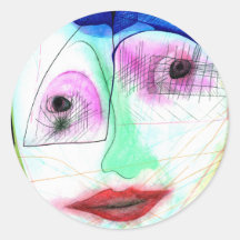 Visage de baiser autocollants ronds