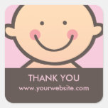 Visage de bébé - rose et autocollants personnalisé