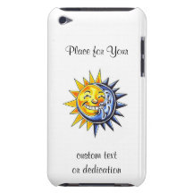 Visage de lune heureux du soleil de bande dessinée coque iPod Case-Mate 