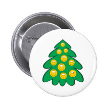 Visage de smiley d'arbre de Noël Badge