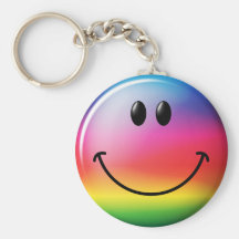 Visage de smiley d'arc-en-ciel porte-clef