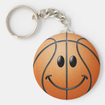 Visage de smiley de basket-ball porte-clé