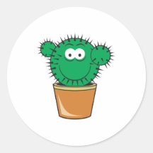Visage de smiley de cactus autocollants ronds