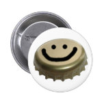 Visage de smiley de casquette de bouteille à bière badge avec épingle