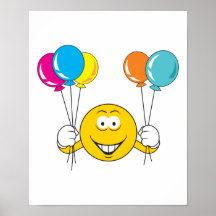 Visage de smiley de célébration de ballons affiche