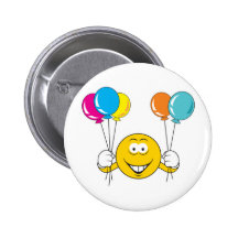 Visage de smiley de célébration de ballons badges avec agrafe