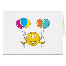 Visage de smiley de célébration de ballons carte de vœux