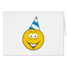 Visage de smiley de chapeau d'anniversaire cartes