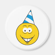 Visage de smiley de chapeau d'anniversaire aimants pour réfrigérateur