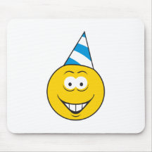 Visage de smiley de chapeau d'anniversaire tapis de souris