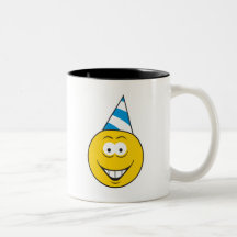 Visage de smiley de chapeau d'anniversaire tasses à café