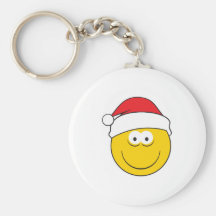 Visage de smiley de chapeau de Père Noël Porte-clef