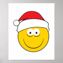 Visage de smiley de chapeau de Père Noël Posters