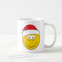 Visage de smiley de chapeau de Père Noël Mugs À Café