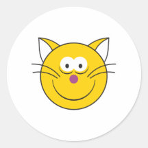Visage de smiley de chat de Kitty Autocollants Ronds