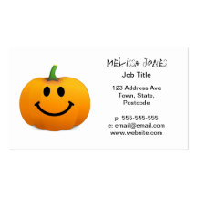 Visage de smiley de citrouille de Halloween Cartes De Visite Personnelles