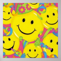 Visage de smiley de joyeux anniversaire poster