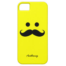 visage de smiley de moustache personnalisé par cas iPhone 5 case