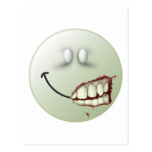 Visage de smiley de zombi cartes postales