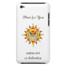 Visage de sourire mauvais du SOLEIL de bande dessi Coque iPod Case-Mate