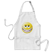 Visage énorme de smiley de sourire tablier