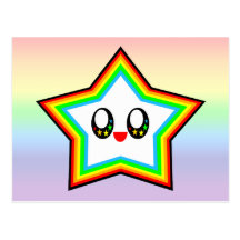 VISAGE HEUREUX D'ARC-EN-CIEL D'ÉTOILE DE KAWAII CH CARTES POSTALES