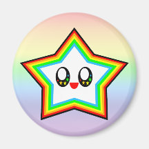 VISAGE HEUREUX D'ARC-EN-CIEL D'ÉTOILE DE KAWAII CH MAGNETS