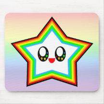 VISAGE HEUREUX D'ARC-EN-CIEL D'ÉTOILE DE KAWAII CH TAPIS DE SOURIS