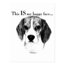 Visage heureux de beagle carte postale