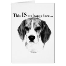 Visage heureux de beagle cartes de vœux