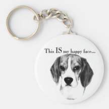 Visage heureux de beagle porte-clé