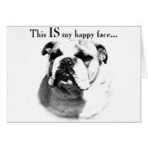 Visage heureux de bouledogue carte