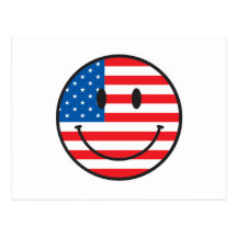 Visage heureux souriant de drapeau des Etats-Unis Cartes Postales