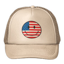 Visage heureux souriant de drapeau des Etats-Unis Casquette