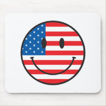 Visage heureux souriant de drapeau des Etats-Unis Tapis De Souris