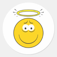 Visage innocent de smiley d'ange autocollants ronds