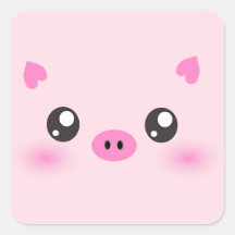 Visage mignon de porc - minimalisme de kawaii autocollant carré