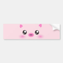 Visage mignon de porc - minimalisme de kawaii autocollants pour voiture