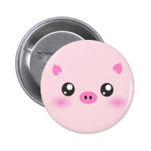 Visage mignon de porc - minimalisme de kawaii badge avec épingle