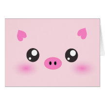 Visage mignon de porc - minimalisme de kawaii carte