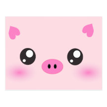 Visage mignon de porc - minimalisme de kawaii carte postale