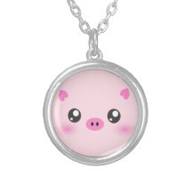 Visage mignon de porc - minimalisme de kawaii pendentif