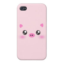 Visage mignon de porc - minimalisme de kawaii iPhone 4 case