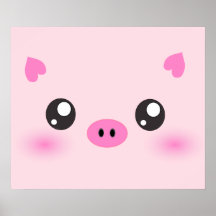 Visage mignon de porc - minimalisme de kawaii affiches