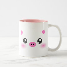 Visage mignon de porc - minimalisme de kawaii tasses