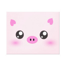 Visage mignon de porc - minimalisme de kawaii toiles tendues