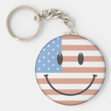 Visage patriotique de smiley de drapeau des Etats- Porte-clé