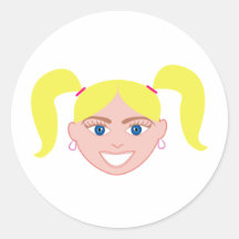 Visage principal rouge blond de fille autocollant