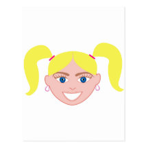 Visage principal rouge blond de fille cartes postales